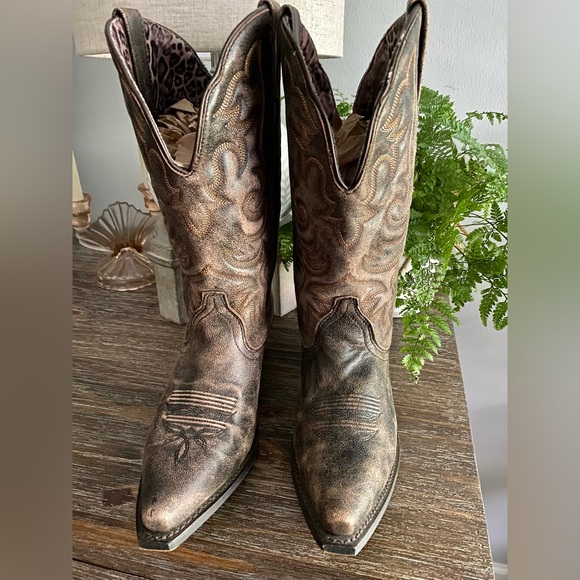 Laredo Womens 10M Access Cowgirl Boots Distressed Leather-Rock the South Boots - Picture 2 of 7